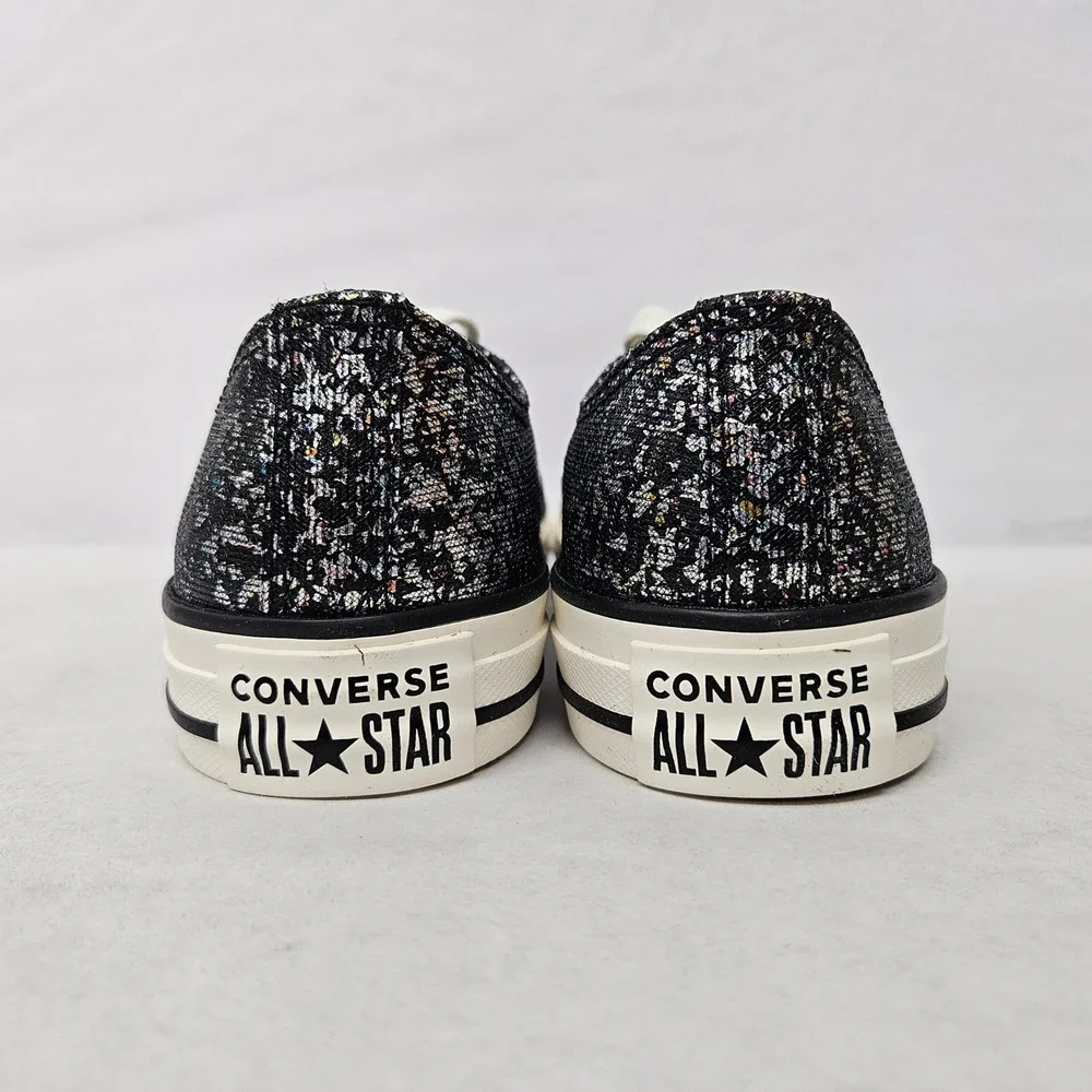 Converse Chuck Taylor All Star Oxfords A11138C Glitter Black Egret Women Size 6 - Picture 6 of 9